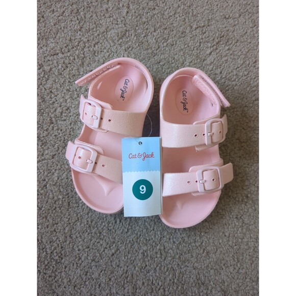 Cat & Jack Toddler Pink Glittery Sandals - Size 9 - Picture 1 of 5